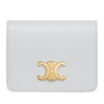 CELINE TRIOMPHE COMPACT WALLET IN SHINY CALFSKIN CAPPUCCINO