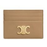 CELINE CARD HOLDER TRIOMPHE IN SHINY CALFSKIN SOFT PEACH