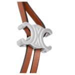 CELINE TRIOMPHE CLASP BRACELET IN CALFSKIN AND BRASS WITH RHODIUM FINISH