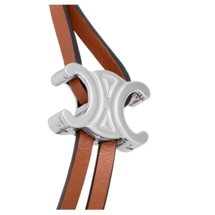 CELINE TRIOMPHE CLASP BRACELET IN CALFSKIN AND BRASS WITH RHODIUM FINISH