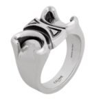 CELINE TRIOMPHE GOURMETTE RING IN BRASS WITH RHODIUM FINISH
