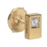 CELINE SENTIMENTAL DOUBLE SQUARE STUD IN YELLOW GOLD AND DIAMOND
