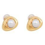 CELINE LES PERLES MAILLON EARRINGS IN BRASS WITH GOLD FINISH AND RESIN PEARLS