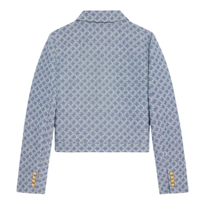 CELINE TRUCKER JACKET IN MONOGRAM CHAMBRAY COTTON