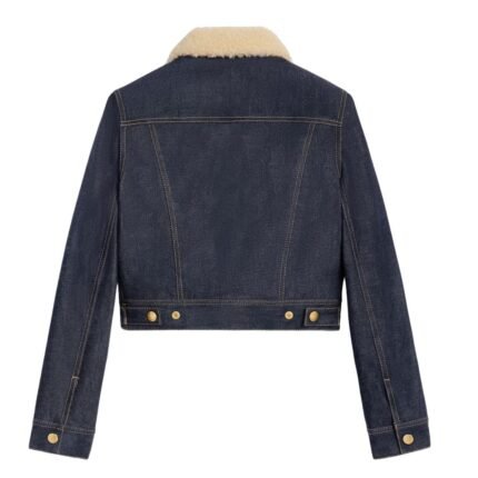 CELINE TRUCKER SHERPA JACKET IN RAW WASH DENIM