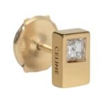 CELINE SENTIMENTAL DOUBLE SQUARE STUD IN YELLOW GOLD AND DIAMOND