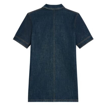 CELINE WORKWEAR MINI DRESS IN RINSED WASH DENIM