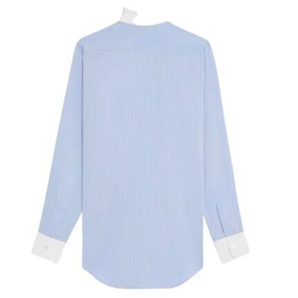 CELINE ROMY FRILLED SHIRT IN STRIPED SILK
