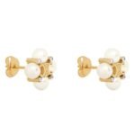 CELINE LES PERLES STUDS IN STRASS RESIN PEARLS AND BRASS WITH GOLD FINISH