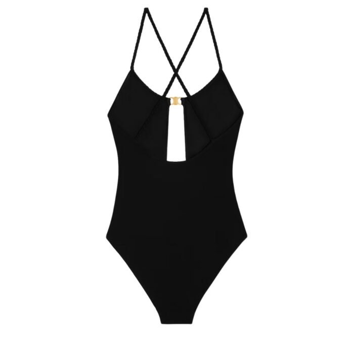 CELINE TRIOMPHE SWIMSUIT IN MATTE JERSEY BLACK