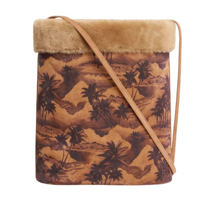 CELINE BUCKET IN SHEARLING PALM TREES PRINT