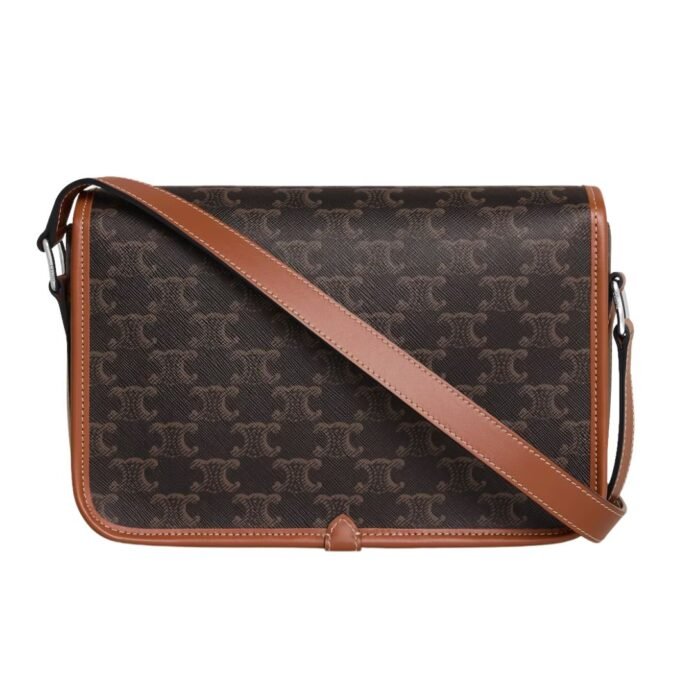 CELINE SMALL FOLCO MESSENGER IN TRIOMPHE CANVAS AND CALFSKIN