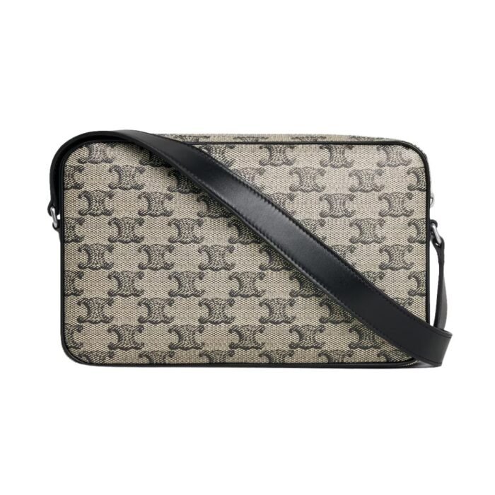 CELINE MEDIUM MESSENGER BAG IN TRIOMPHE CANVAS WITH CELINE PRINT BEIGE