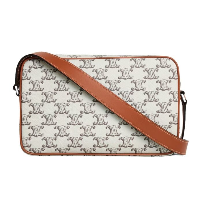 CELINE MEDIUM MESSENGER BAG IN TRIOMPHE CANVAS WITH CELINE PRINT TAN