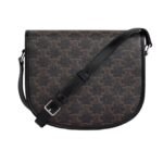 CELINE MEDIUM BESACE TRIOMPHE IN TRIOMPHE CANVAS AND CALFSKIN BLACK