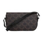 CELINE SMALL CROSSBODY BAG TRIOMPHE IN TRIOMPHE CANVAS AND CALFSKIN BLACK