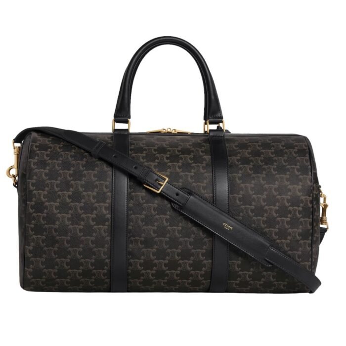CELINE MEDIUM VOYAGE TRIOMPHE CANVAS AND CALFSKIN BLACK