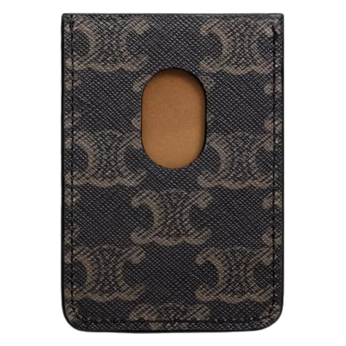 CELINE MAGNET CARD HOLDER IN TRIOMPHE CANVAS AND CALFSKIN