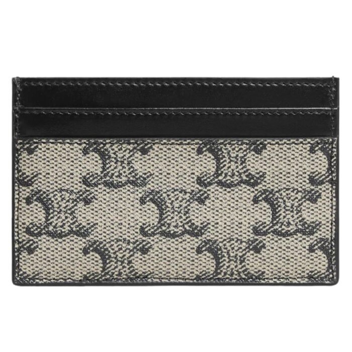 CELINE MEDIUM CARD HOLDER IN TRIOMPHE CANVAS AND CALFSKIN