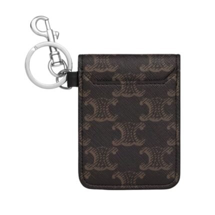 CELINE KEYRING FLAT CARD HOLDER IN TRIOMPHE CANVAS
