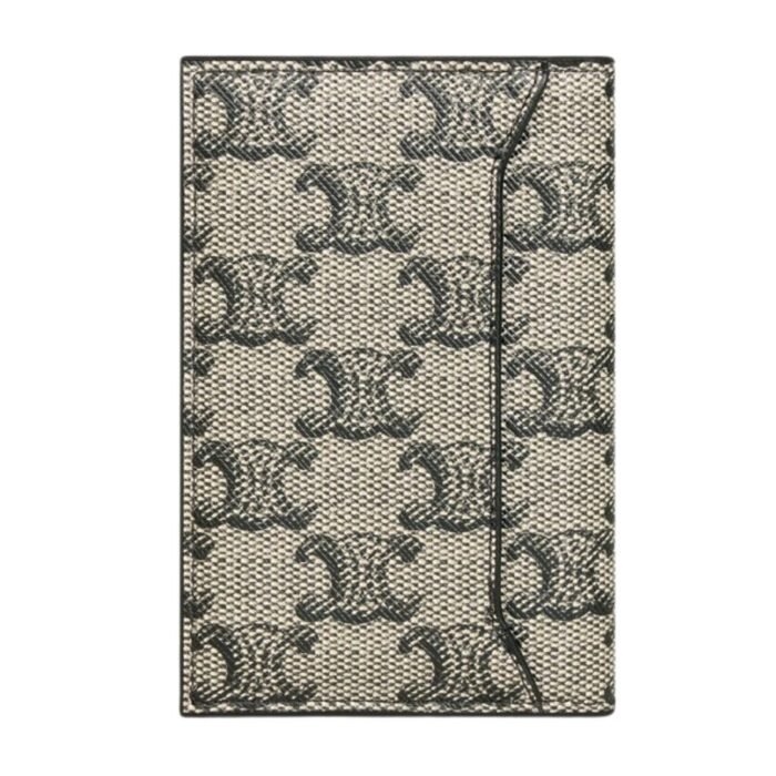 CELINE VERTICAL CARD HOLDER IN TRIOMPHE CANVAS AND CALFSKIN