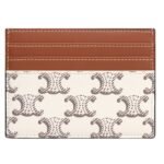 CELINE LARGE CARD HOLDER IN TRIOMPHE CANVAS AND CALFSKIN TAN