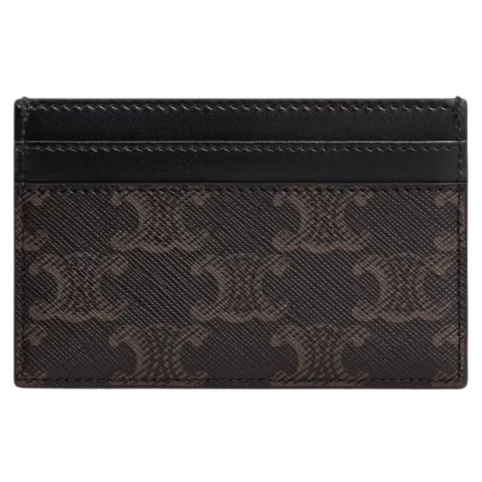 CELINE MEDIUM CARD HOLDER IN TRIOMPHE CANVAS AND CALFSKIN BLACK