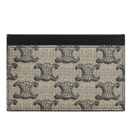 CELINE CARD HOLDER IN TRIOMPHE CANVAS AND CALFSKIN BEIGE