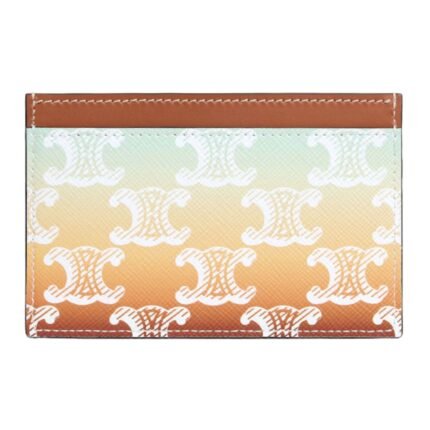 CELINE CARD HOLDER IN TRIOMPHE CANVAS SUNSET AND CALFSKIN