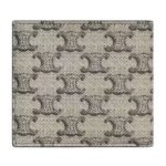 CELINE BI FOLD WALLET IN TRIOMPHE CANVAS AND CALFSKIN BEIGE