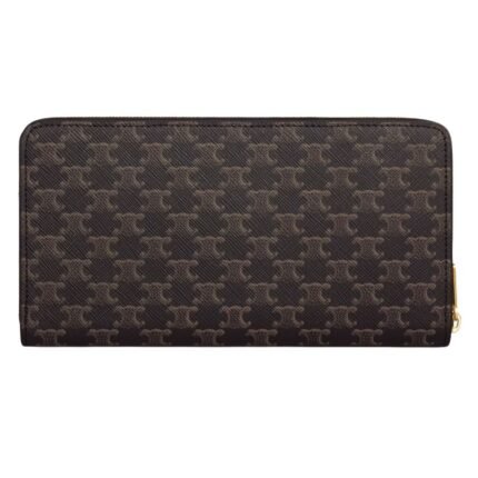 CELINE LARGE ZIPPED WALLET IN TRIOMPHE CANVAS BLACK