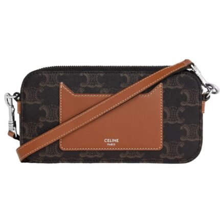 CELINE HORIZONTAL POUCH IN TRIOMPHE CANVAS WITH CELINE PRINT