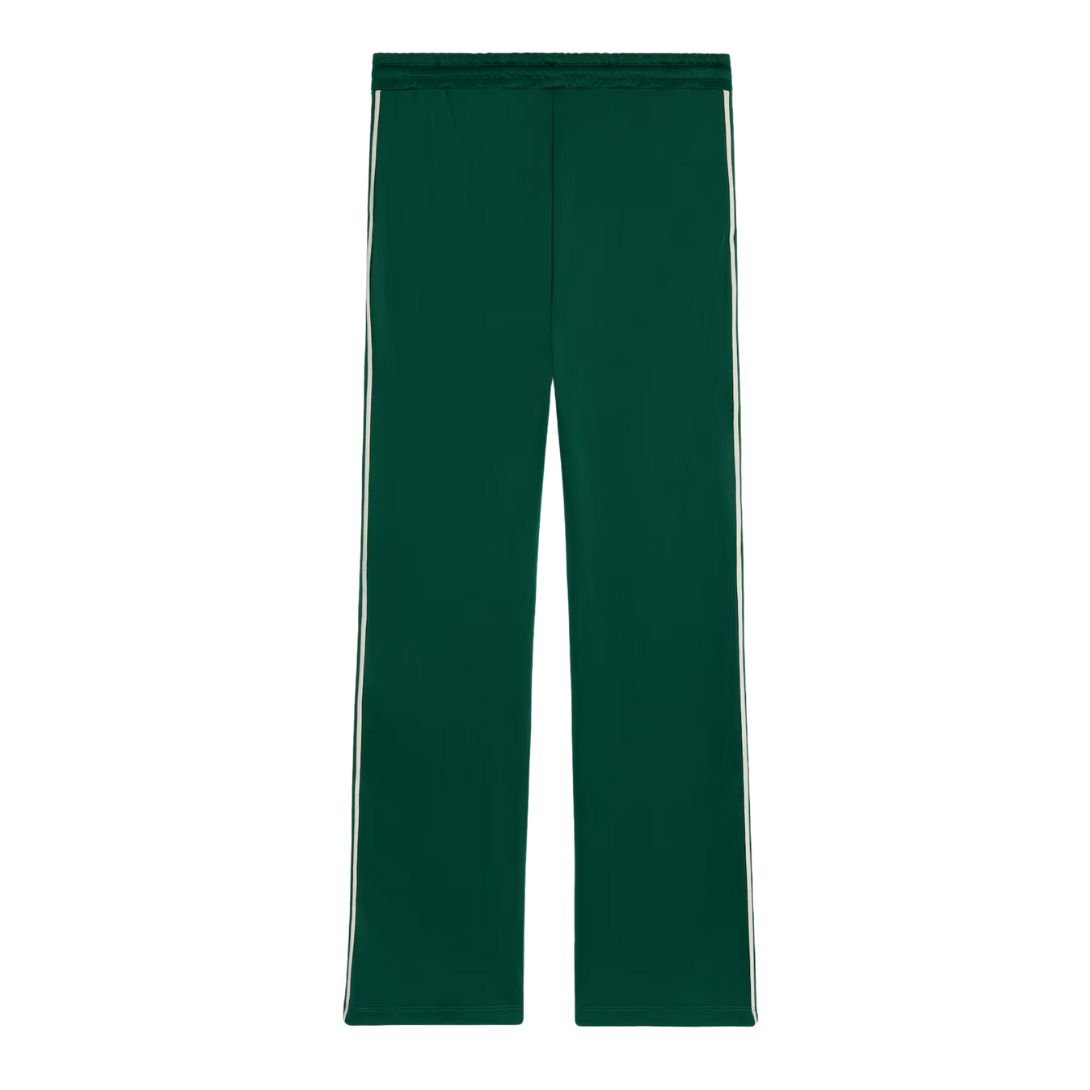 2 CELINE TRACKSUIT PANTS IN DOUBLE FACE JERSEY VERT BOUTEILLE-OFF WHITE