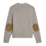 CELINE TRIOMPHE CARDIGAN IN CABLE KNIT CASHMERE LIGHT GREY