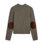CELINE CABLE KNIT TRIOMPHE SWEATER IN CASHMERE TAUPE