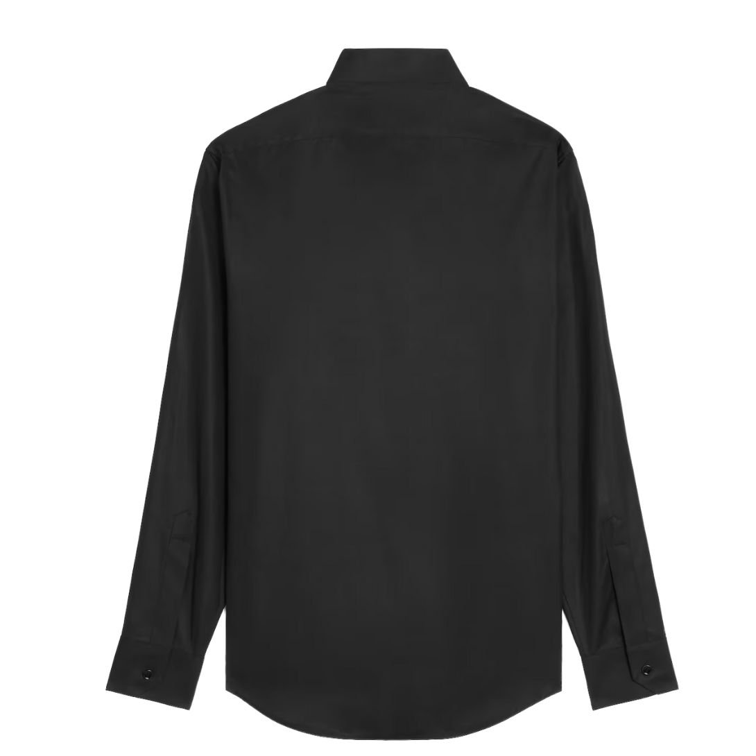 2 CELINE LOOSE SHIRT WITH INVERTED COLLAR IN COTTON POPLIN BLACK