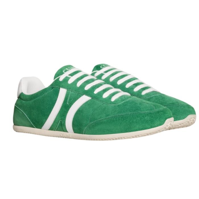 CELINE JOGGER LOW LACE UP SNEAKER WITH TRIOMPHE IN SUEDE CALFSKIN AND CALFSKIN