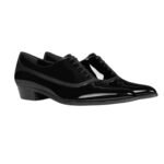 CELINE JUDE OXFORD IN PATENT CALFSKIN AND GROS GRAIN BLACK