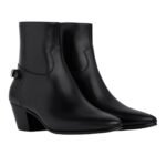 CELINE JACNO BACK BUCKLE ZIPPED BOOT IN SHINY CALFSKIN