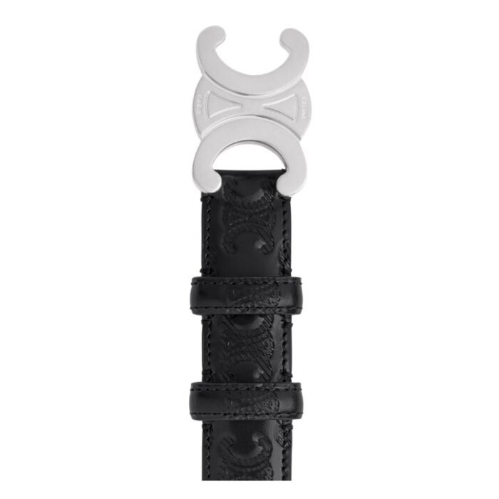 CELINE MEDIUM TRIOMPHE BELT IN TAURILLON WITH TRIOMPHE EMBOSSED