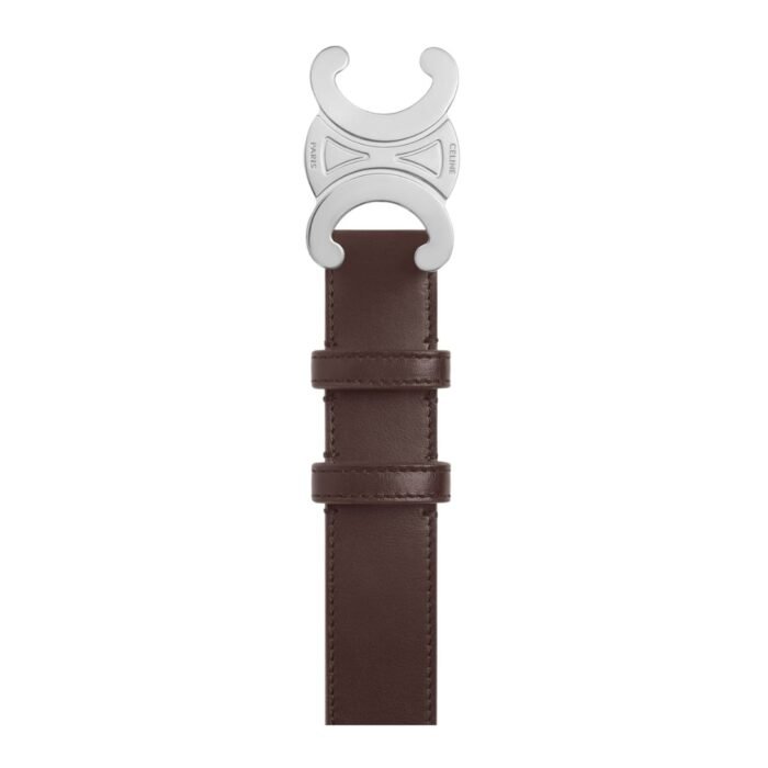 CELINE LARGE TRIOMPHE BELT IN VINTAGE CALFSKIN DARK BROWN