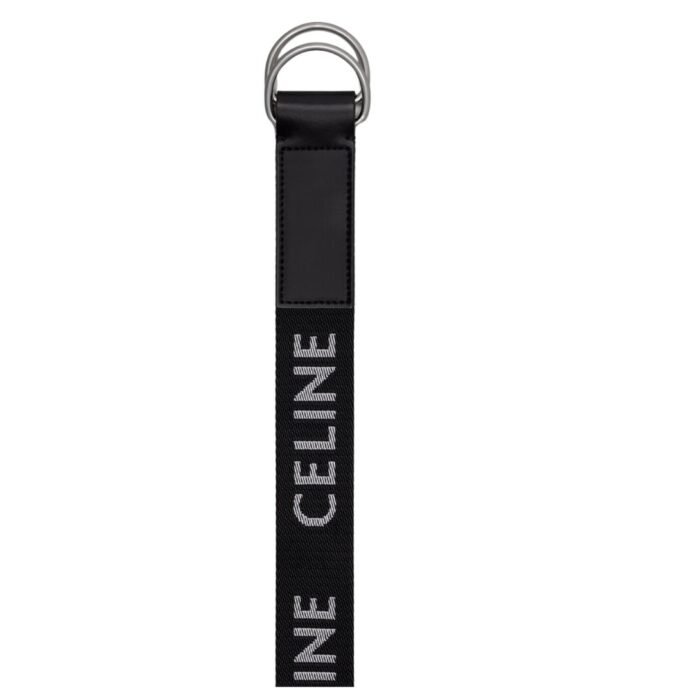 CELINE MEDIUM DOUBLE RING BELT IN JACQUARD TEXTILE AND CALFSKIN