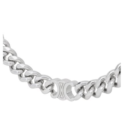 CELINE TRIOMPHE SMALL GOURMETTE NECKLACE IN BRASS WITH RHODIUM FINISH