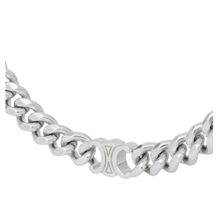 CELINE TRIOMPHE SMALL GOURMETTE NECKLACE IN BRASS WITH RHODIUM FINISH