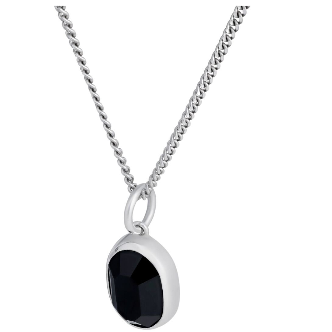 2 CELINE BEVELLED NECKLACE IN ONYX AND STERLING SILVER WITH RHODIUM FINISH