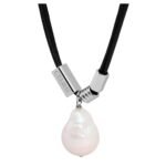 CELINE SAN ONOFRE BAROQUE PEARL NECKLACE IN CULTURED PEARL COTTON AND BRASS WITH RHODIUM FINISH
