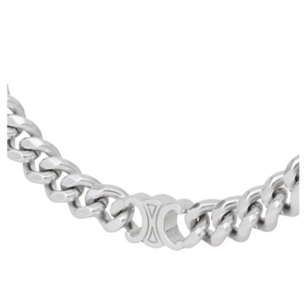 CELINE TRIOMPHE SMALL GOURMETTE NECKLACE IN BRASS WITH RHODIUM FINISH