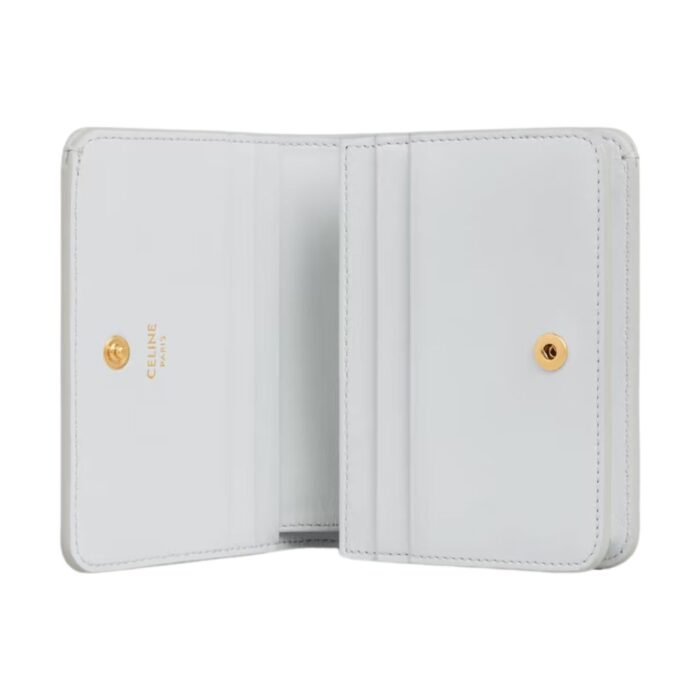 CELINE TRIOMPHE COMPACT WALLET IN SHINY CALFSKIN MOON