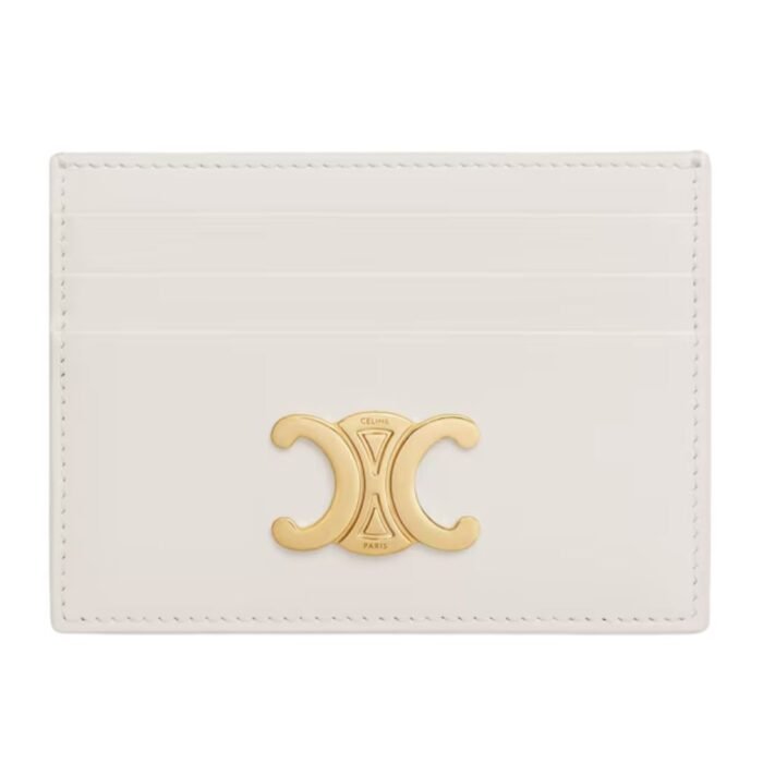 CELINE CARD HOLDER TRIOMPHE IN SHINY CALFSKIN SOFT PEACH