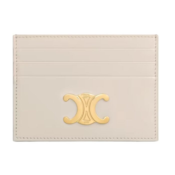 CELINE CARD HOLDER TRIOMPHE IN SHINY CALFSKIN CAPPUCCINO